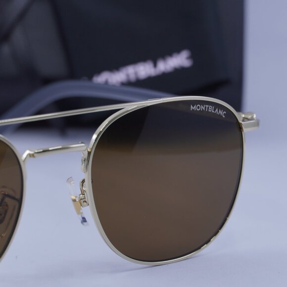 Montblanc MB0271S 004 Square Sunglasses - Gold/Nicotine - Picture 2 of 11